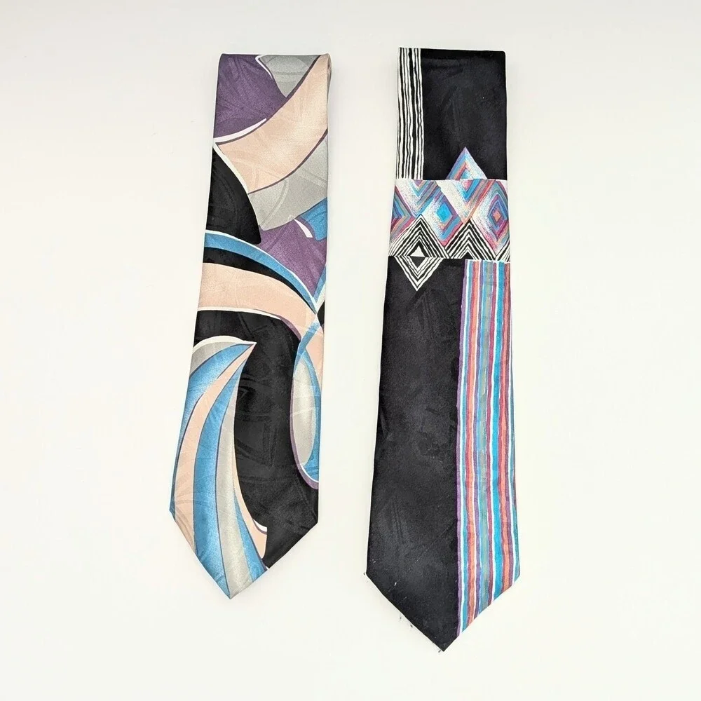 Bundle of 2 Vibrant Colorful Gianfranco Ruffini Italy Men's Ties